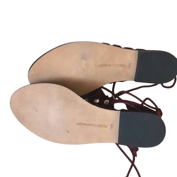 Rebecca Minkoff Evonne Wine Red Purple Velvet Laceup Sandals NEW 7.5 - Picture 8 of 8